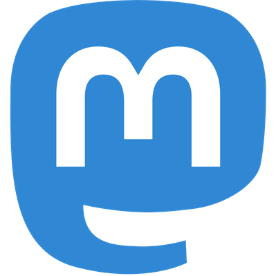 Blue square with a white M in it that represents the social service Mastodon